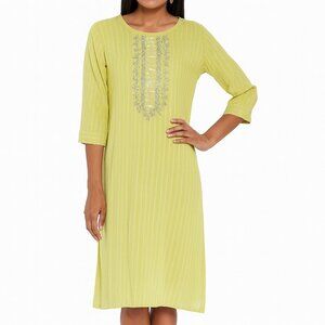 Saachi Women's Plus Size Green Striped Beaded Dress Runs Small Size 3X